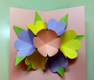 An example of the Interior of the finished pop-up Mother's Day card.